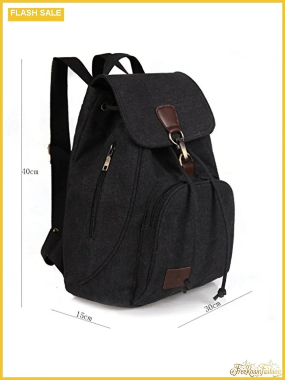 Canvas Backpack Purse for Women - Flap Drawstring Daypack with Multi-Pockets,